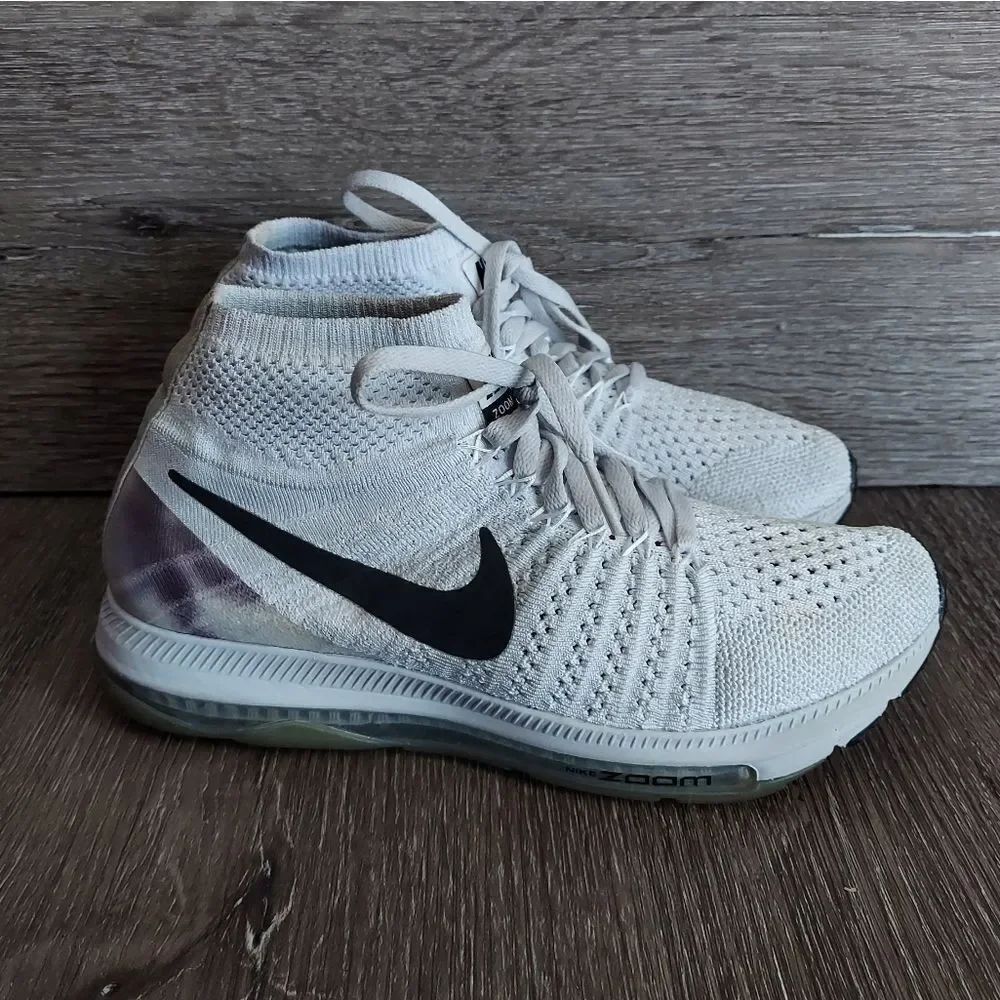 Nike Women's Zoom All Out Flyknit Pure Platinum 845361-100 Running Shoes Sz 6